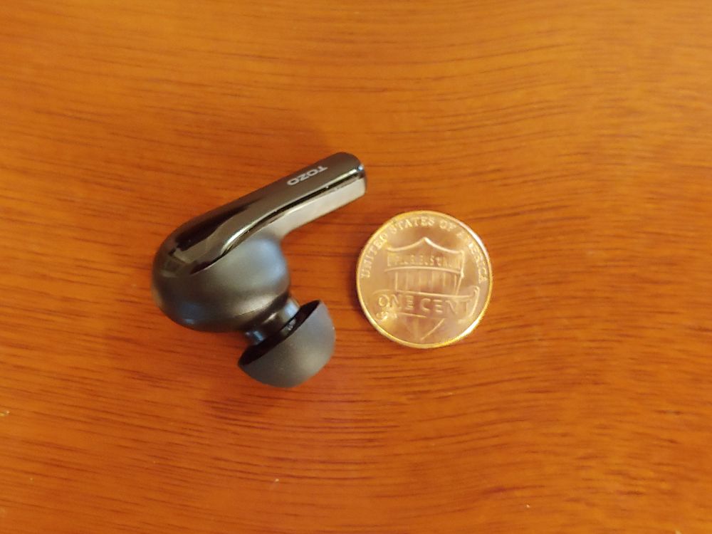 Tozo A2 Earbuds and Penny Size Comparison