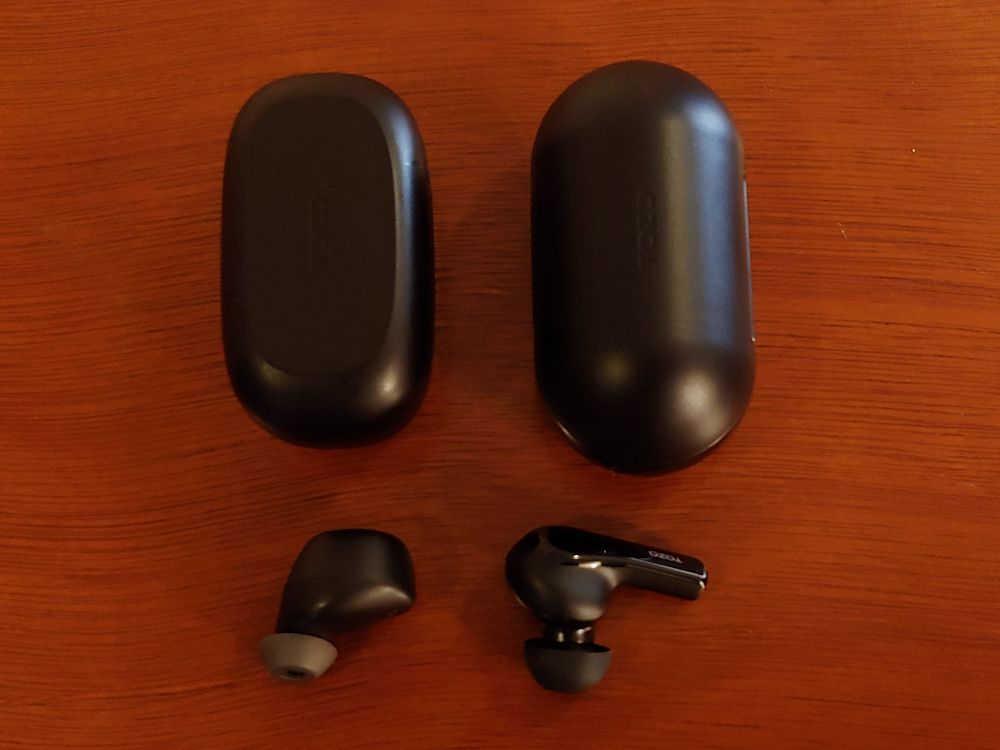 Size Comparison of Tozo A1 and Tozo A2 Wireless Earbuds