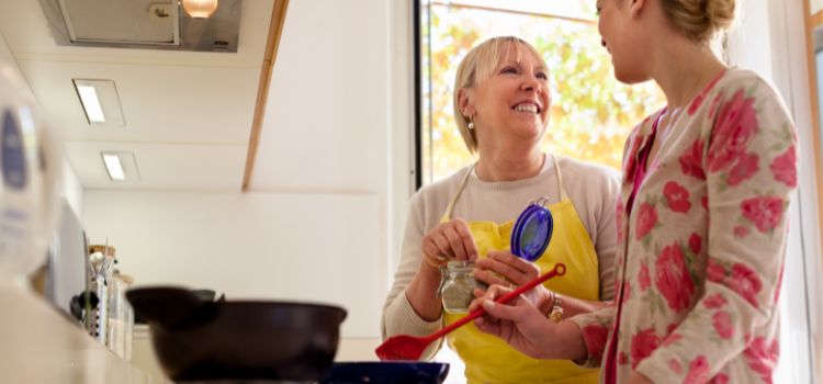 woman cooking in kitchen